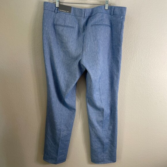 NEW Ann Taylor Womens 16 Straight Leg Pants Blue Linen Blend Mid Rise Career - Picture 10 of 11